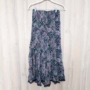 Rafael Womens Maxi Skirt Size S Black Mixed Print Paisley Polka Dot Boho Indie